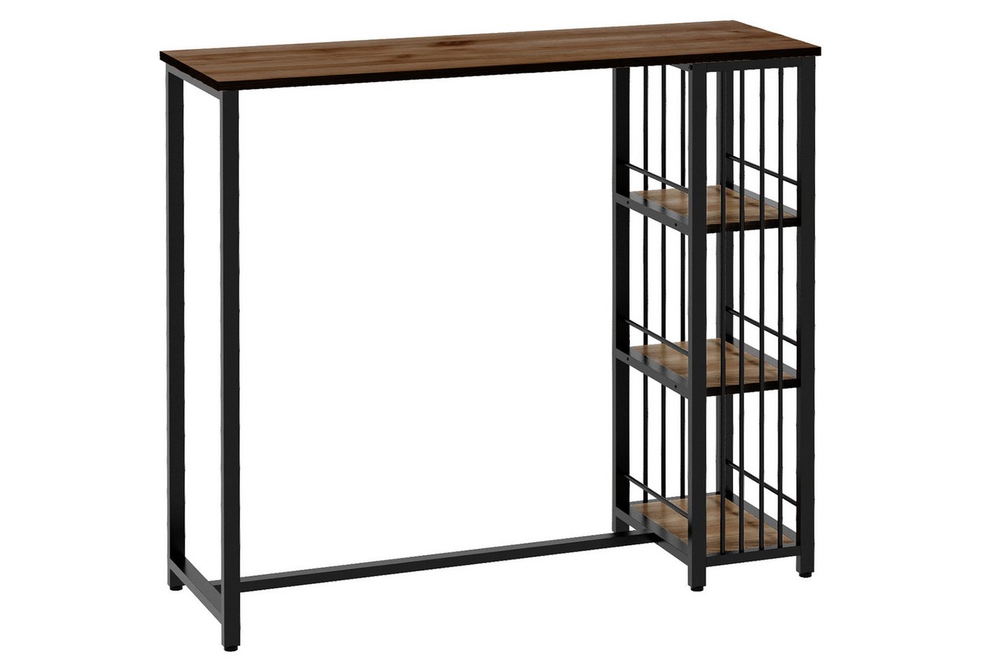 HOMCOM Bartisch Bartheke Küchentisch mit 3 Ablageflächen, Stahlgestell (Tresentisch, 1-St., Stehtisch), Küche, Braun, 120 x 40 x 105 cm – Bild 2 von 5