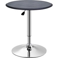 HOMCOM Bartisch Esstisch Stehtisch Tresentisch, Küchentisch für Wohnzimmer, Esszimmer, Chromstahl, Kunstleder, Schwarz, Ø63 x 67- 93 cm Aosom
