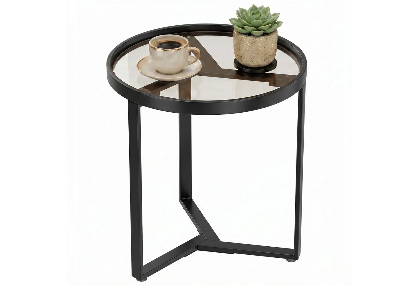 HOMCOM Beistelltisch (Set, 1-St., 1 Tisch), Kompakter, moderner Glastisch, ideal für kleine Räume – Bild 2 von 5