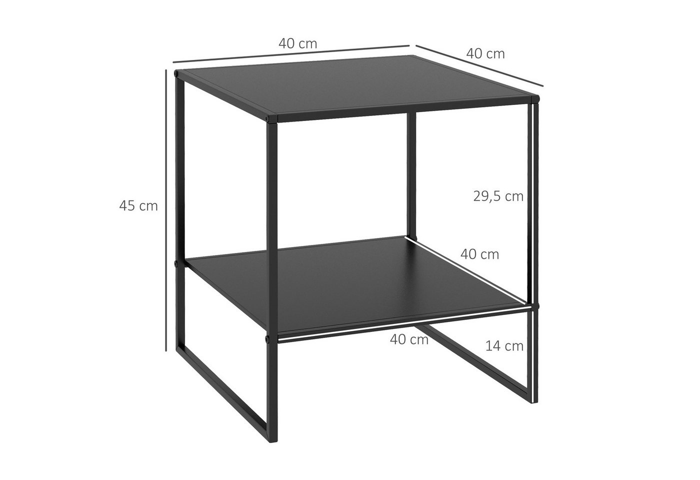 HOMCOM Beistelltisch Sofatisch, Nachttisch, Kaffeetisch im Industriedesign (Telefontisch, 1-St., Couchtisch), Schwarz, 40 x 40 x 45 cm – Bild 3 von 5
