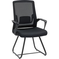 HOMCOM Besucherstuhl Bürostuhl mit Armlehne, Lendenstütze, Netzbespannung Ergonomischer Konferenzstuhl mit Stahlbasis für Büro, Konferenzraum, Arbeitszimmer Sch