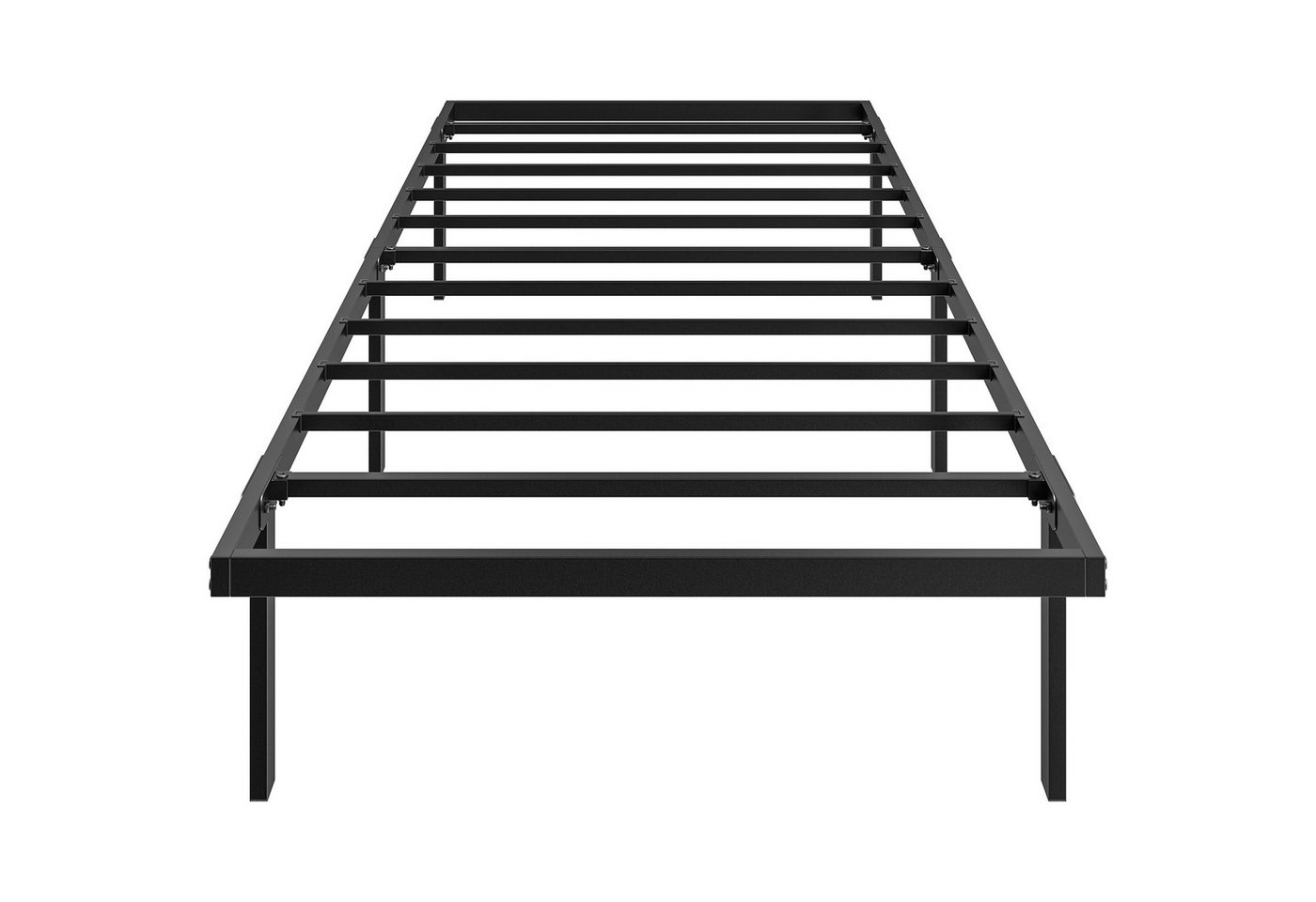 HOMCOM Bettgestell Metallbett mit Lattenrost (Set, 1-tlg., Bettgestell mit Lattenrost), Geräuscharmes, kopfteilloses Metallbett mit Stauraum – Bild 2 von 5