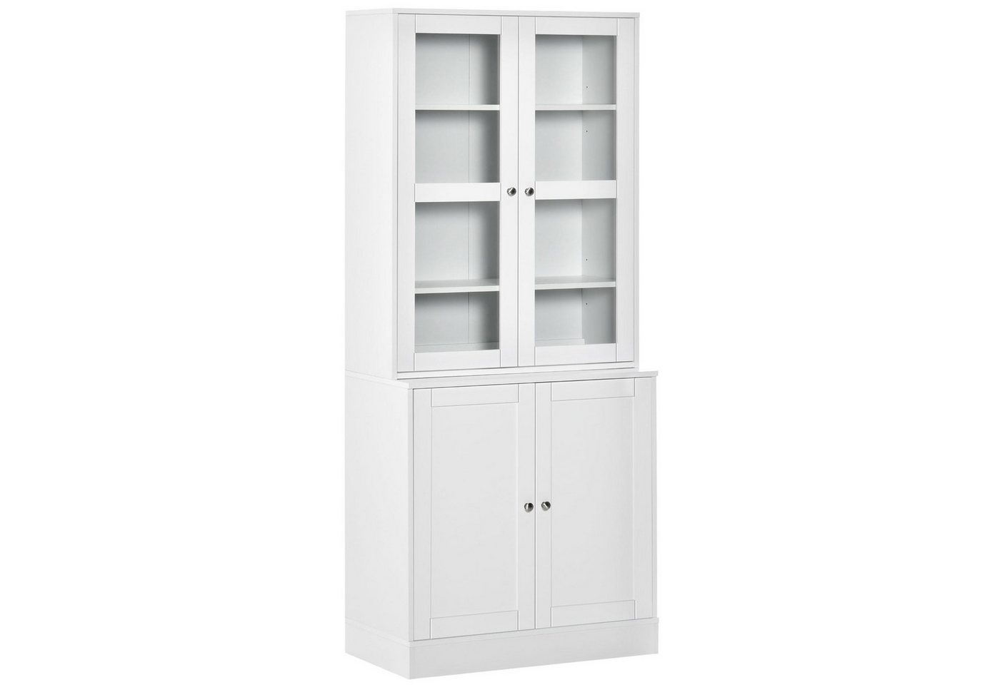 HOMCOM Bücherregal Bücherschrank mit 6 Fächern, Türen, Standregal, Aufbewahrungsregal, Küchenschrank 1-tlg., für Wohnzimmer Büro Weiß – Bild 2 von 5