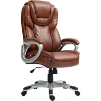 HOMCOM Bürostuhl, Drehstuhl, Computerstuhl, mit Schaukelfunktion, hoher Rückenlehne, 360° schwenkbare Rollen, höhenverstellbar, braun Aosom