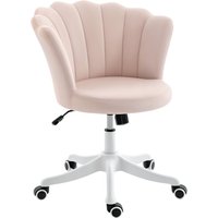 HOMCOM Bürostuhl aus Velours, Schminkstuhl mit blütenblattförmiger Rückenlehne, höhenverstellbar, Wippfunktion, gepolsterter drehbarer Sitz, Muschelsessel für B