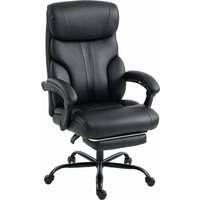 HOMCOM Bürostuhl Ergonomisch Schreibtischstuhl mit Fußstütze, Hoher Rückenlehne, Wippfunktion, Chefsessel aus PU Leder Höhenverstellbar Drehstuhl Computerstuhl,
