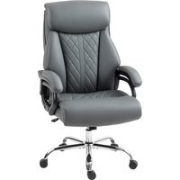 HOMCOM Bürostuhl Ergonomischer Chefsessel aus PU-Leder mit Hoher Rückenlehne, Wippfunktion Höhenverstellbarer Gepolsterter Computerstuhl mit Kopfstütze, Drehbar