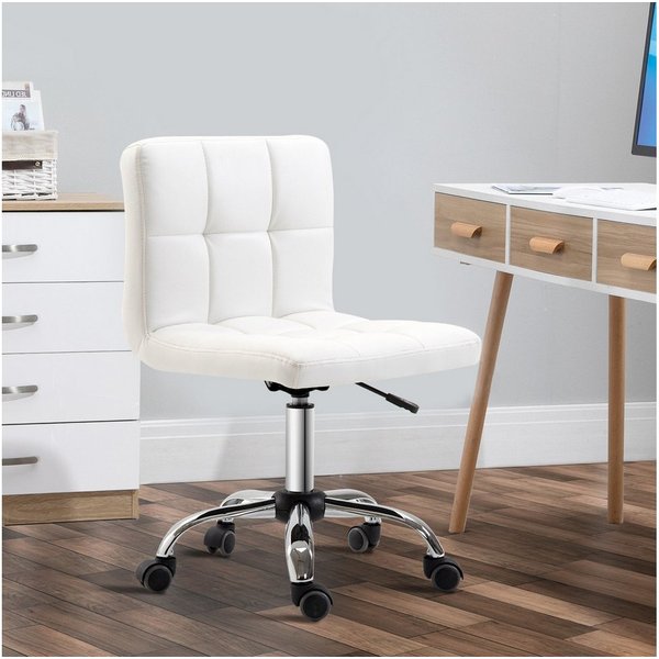 HOMCOM Bürostuhl Ergonomischer Höhenverstellbarer Drehstuhl (Schreibtischstuhl, 1 St), mit 5 Nylonrädern, für Büro, Arbeitszimmer, Weiß