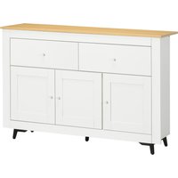 HOMCOM Buffet Küche mit 2 Schubladen 3 Türen, Aufbewahrungsmöbel für Küche, Esszimmer, Wohnzimmer, 117 x 35 x 80 cm, Weiß Aosom