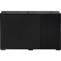 HOMCOM Buffet-Sideboard Aufbewahrungsschrank mit 2 Schubladen, 3 Türen, höhenverstellbarem Regal, Teilchenplatten, 117 x 36 x 74 cm Schwarz Aosom