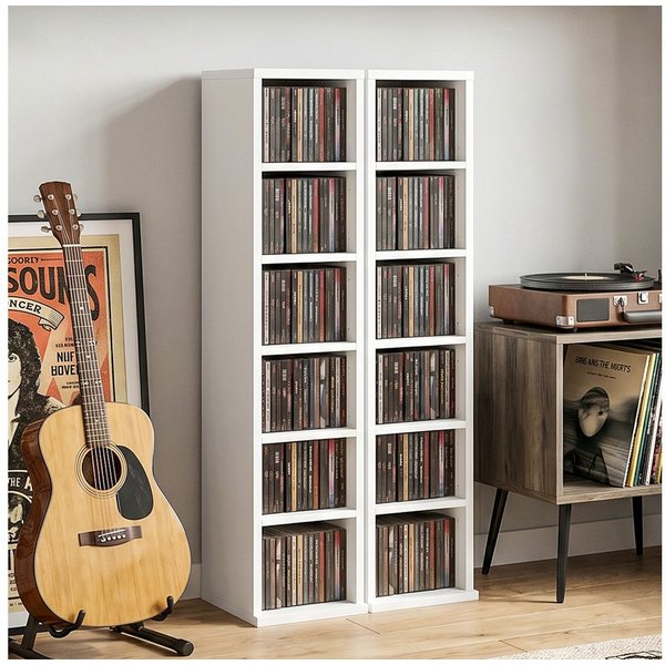 HOMCOM CD-Regal CD Regal, Medienregal 2-tlg., Mit Kippschutz und verstellbaren Regalböden