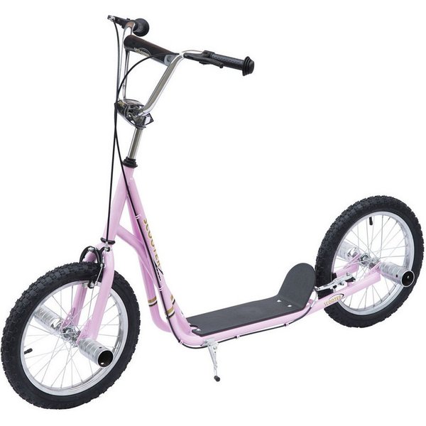 HOMCOM Cityroller Kinderroller Scooter mit verstellbarem Lenker, großen Rädern, 0 km/h, (Kickscooter, 1 tlg., Kinderroller), für Garten, Rosa