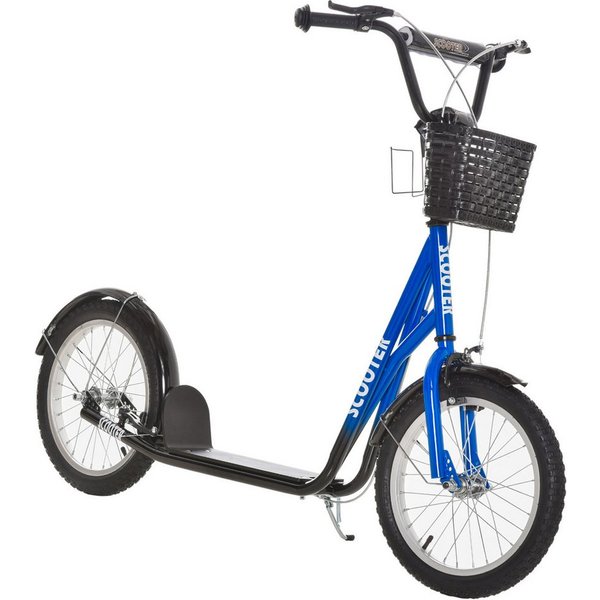 HOMCOM Cityroller Roller Kinderroller mit Luftreifen Handbremse 16 Zoll Tretroller, 1 km/h, (Roller, 1 tlg., Kickscooter), für 5-12 Kinder, Blau+Schwarz