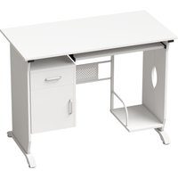HOMCOM Computerschreibtisch, 100 x 52 x 75 cm, Schreibtisch mit ausziehbarer Tastaturablage, Schubladen und Halter für Zentraleinheit, Computertisch zum Lernen,
