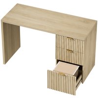 HOMCOM Computerschreibtisch, reversibel mit 3 Schubladen - Schreibtisch mit Stauraum, dicke und großzügige Tischplatte, 1 Schublade für A4/Letter-Hängemappen, w