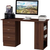 HOMCOM Computertisch Multifunktionstisch 3 Schubladen 2 Regale Maße 120L x 49B x 72H cm MDF Walnuss-Optik Aosom