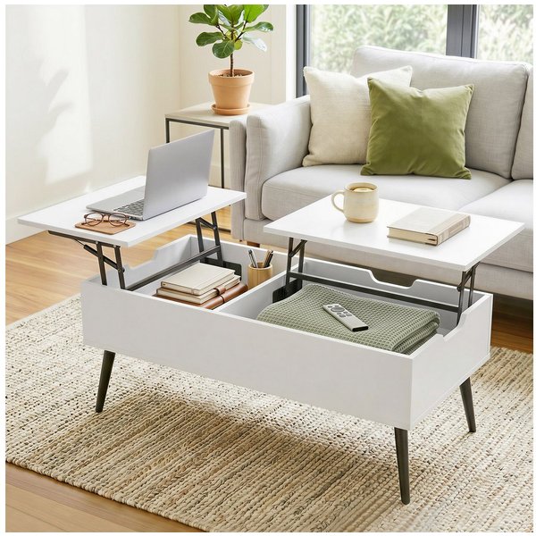 HOMCOM Couchtisch Wohnzimmertisch Kaffeetisch mit Hebeplatte (Packung, 1-St., 1 Tisch), Duales Lift-Top-Design mit verstecktem Stauraum