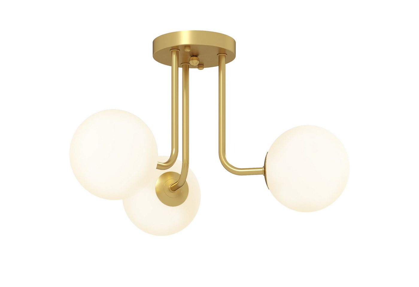 HOMCOM Deckenleuchte kugelförmigen Lampenschirmen, 3-flammige Fassungen, Wohnzimmer, ohne Leuchtmittel, Deckenlampe, G9, modern, ohne Leuchtmittel – Bild 2 von 5
