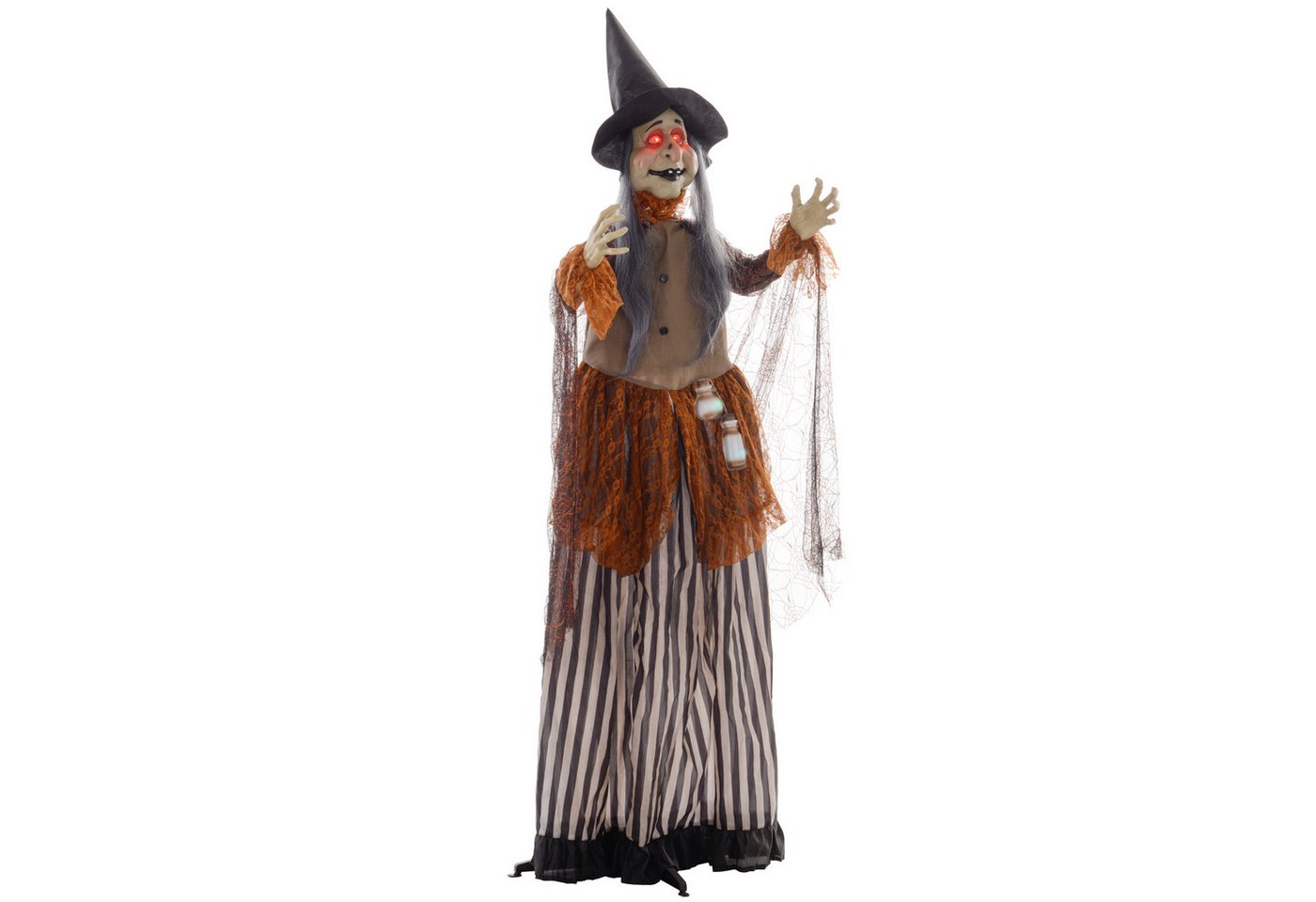 HOMCOM Dekofigur LED-Lichter, Soundfunktion, Haustür Deko mit verstellbare Arme (Halloween-Hexe, 1 St., Halloween Dekoration), Garten Dekofigur in Lebensgröße f – Bild 2 von 5