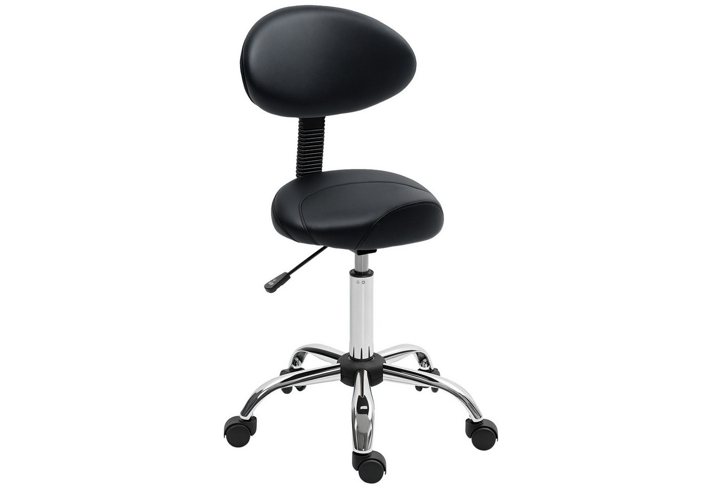 HOMCOM Drehhocker Hocker Bürohocker Sattelhocker mit Rückenlehne (höhenverstellbar Rollhocker, 1 St., 360° drehbar Arbeitshocker), für Büro Salon Massage Spa Sc – Bild 2 von 5