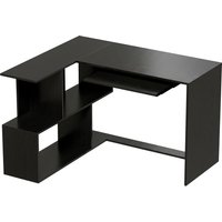 HOMCOM Eckschreibtisch, 120 x 100 x 76 cm, L‑Schreibtisch mit Tastaturauszug, 4 offene Fächer, moderner Stil, Arbeitstisch für Zuhause, Schlafzimmer, kleine Räu