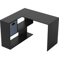 HOMCOM Eckschreibtisch für Computer, 110x100 cm L-Schreibtisch mit Regal und Stoffschublade, PC-Tisch für Schlafzimmer, Büro und Arbeitszimmer, Schwarz Aosom