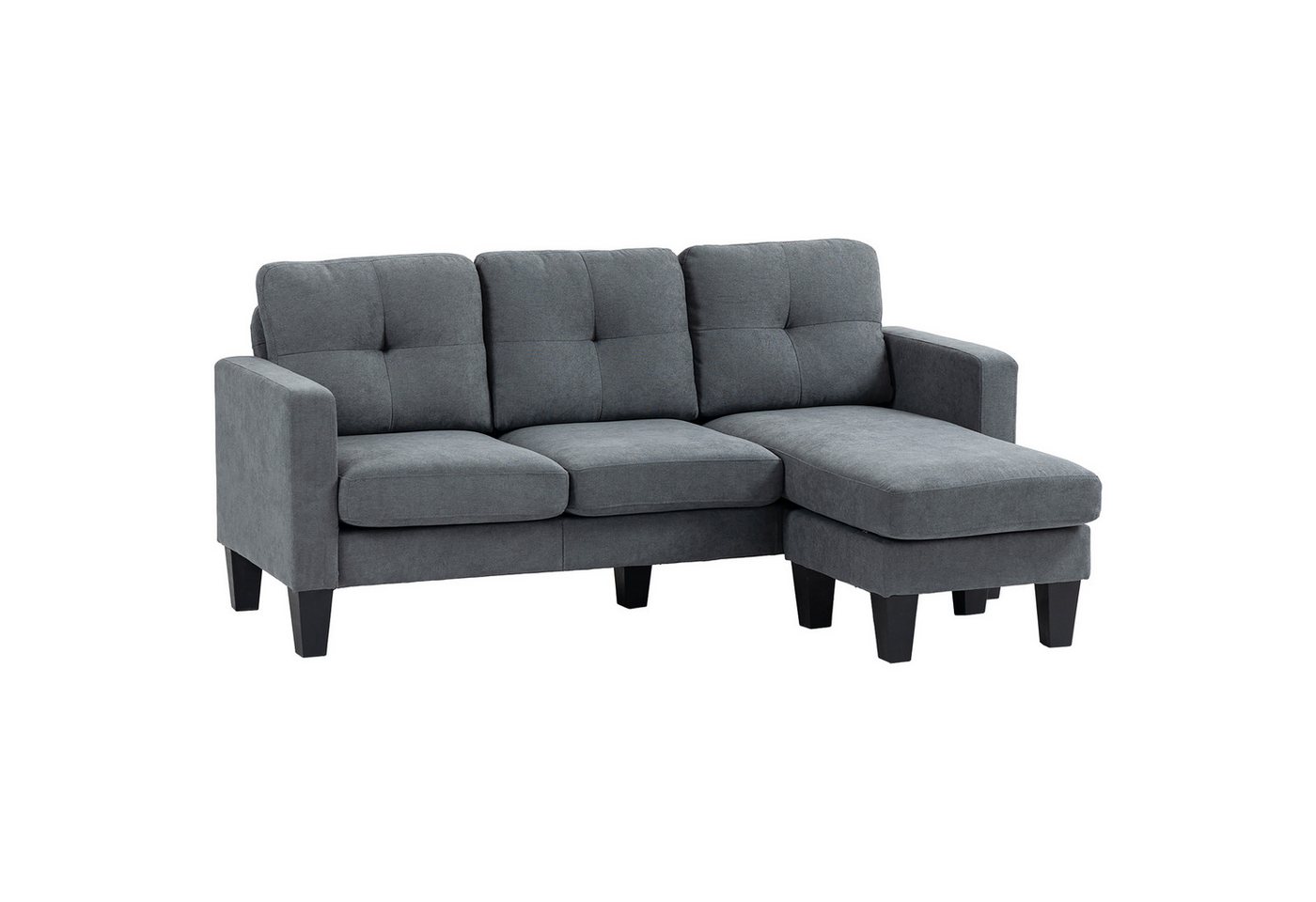 HOMCOM Ecksofa Eck-Couch mit umkehrbarer Chaiselongue L-Form Sofa Federkern, L Form Eckcouch 1 Teile, für Wohnzimmer, Schlafzimmer, Dunkelgrau – Bild 2 von 5
