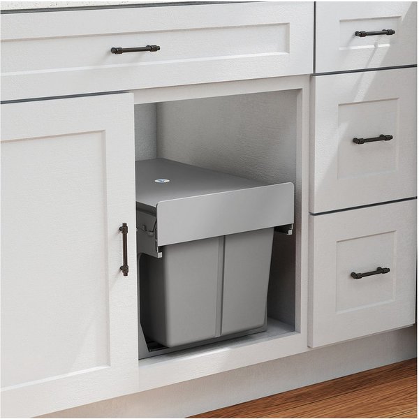 HOMCOM Einbaumülleimer Untertischbehälter mit herausnehmbaren Eimern, Ausziehbar, Soft-Close, 3 Fächer