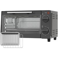 HOMCOM Elektrischer Tischofen 9L 750W mit einstellbarer Temperatur bis 230°C, 60-min Timer, Backblech & Rost, Grau Aosom