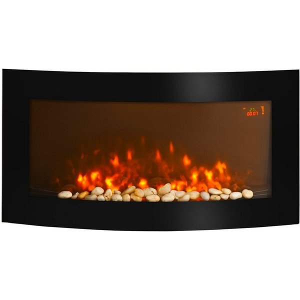 HOMCOM Elektrokamin, Kamin Kaminofen Elektrischer Wandkamin 89,2 x 13,5 x 48cm, schwarz