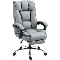 HOMCOM Ergonomischer Bürostuhl, neigbarer Bürosessel mit Fußstütze, höhenverstellbar, doppelschichtige Polsterung, 360° drehbar, kratz- und spritzwasserfester s