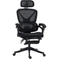 HOMCOM Ergonomischer Bürostuhl mit verstellbarer Kopfstütze, neigbarer Mesh-Bürostuhl, geteilte Rückenlehne, synchronisierte Armlehnen, höhenverstellbar, Lenden