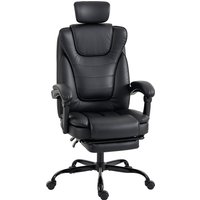 HOMCOM Ergonomischer Gaming-Stuhl, neigbarer Gaming-Sessel aus Kunstleder, höhenverstellbar, 2D-Kopfstütze, hohe Rückenlehne, synchronisierte Armlehnen, Fußstüt