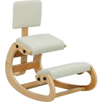 HOMCOM Ergonomischer Kniesitz mit Schaukelbewegung und Rückenlehne, Ergonomischer Bürostuhl und Stuhl für Zuhause, Ergonomischer Kniesitz in Leinenoptik, Birken
