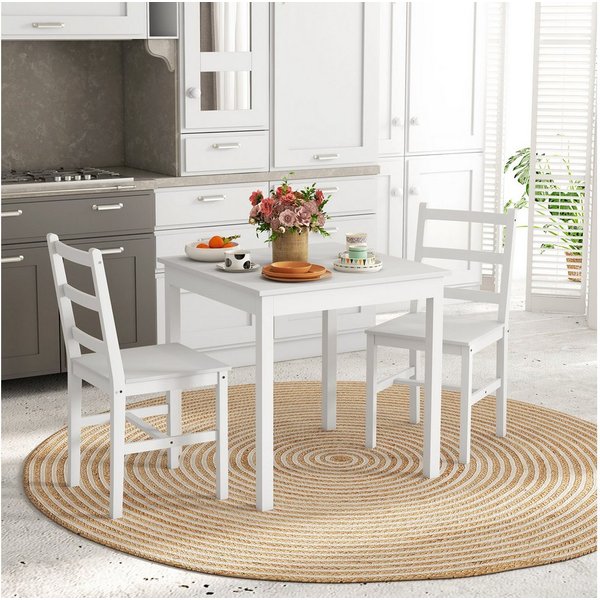 HOMCOM Essgruppe Esstisch mit 2 Stühlen Platzsparend Sitzgruppe Küchentisch-Set, (Esszimmergruppe, 1-tlg., Esstisch mit 2 Stühle), für Küche, Esszimmer, Kiefern