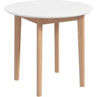 HOMCOM Esstisch, Runder Küchentisch für 2 Personen, Esszimmertisch mit Landhaus-Stil, für Wohnzimmer, Massivholz, Ø75 x 76 cm, Weiß Aosom