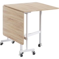 HOMCOM Esstisch für 4-6 Personen, klappbar mit Rollen, Stahlrahmen, belastbar bis 50 kg, Küchentisch in Eiche für Küche und Esszimmer Aosom.de