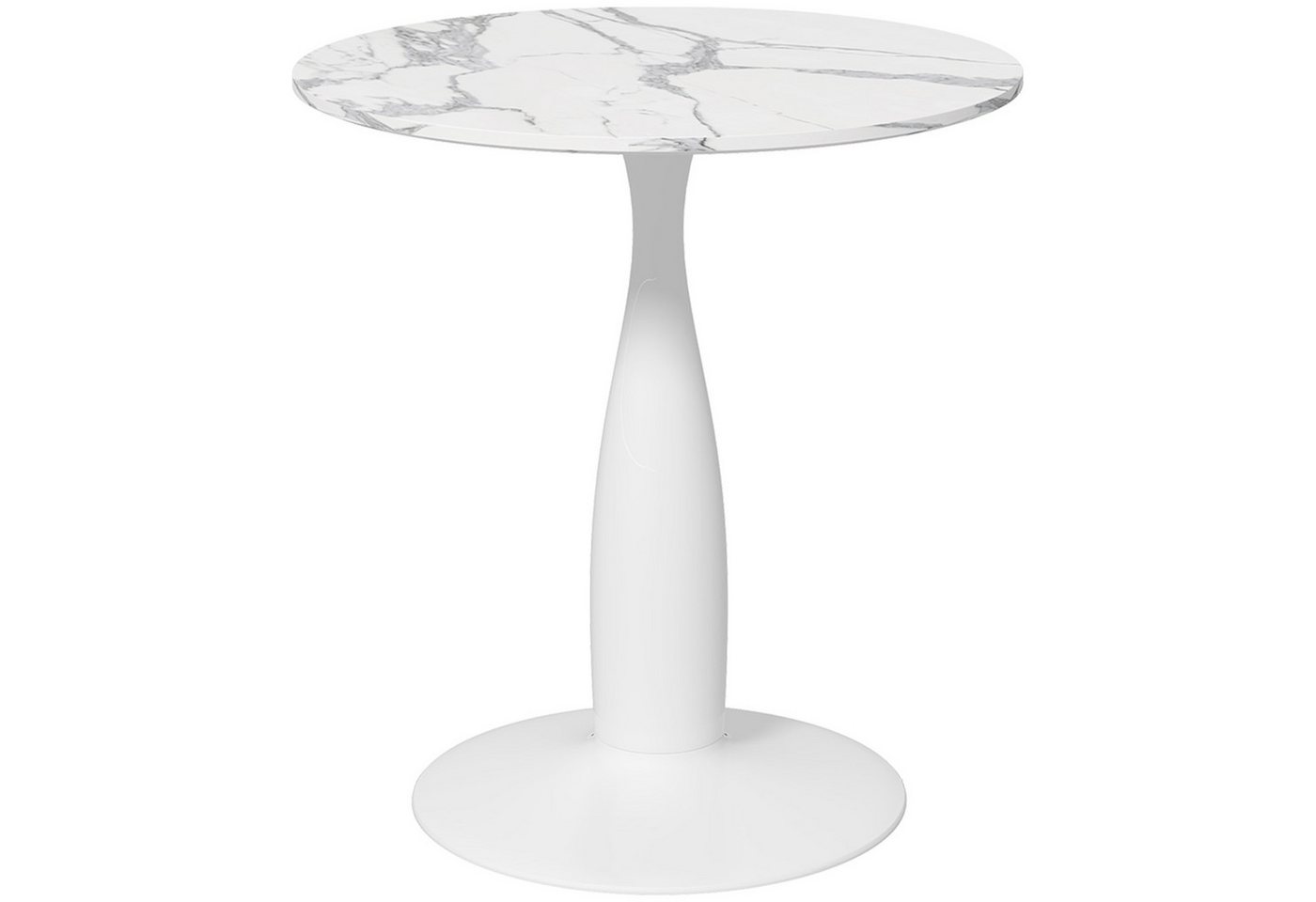 HOMCOM Esstisch Kaffeetisch moderner Tisch mit Mamoroptik, Säule-Bein (Esszimmertisch, 1-St., Küchentisch), für Esszimmer, Weiß – Bild 2 von 5