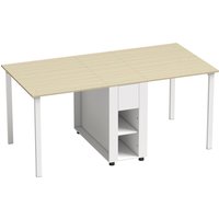 HOMCOM Esstisch Klappbar, Küchentisch mit 2 Schubladen, 4 Ablagen für bis zu 6 Personen, Moderner Klapptisch mit Holzbeinen, Esszimmertisch für Esszimmer, Küche