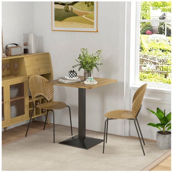 HOMCOM Esstisch Kleiner moderner Tisch mit Holzoptik Stahlbasis (Quadratischer Küchentisch, 1-St., Esszimmertisch), für Küche, Esszimmer und Wohnzimmer Dunkelbr