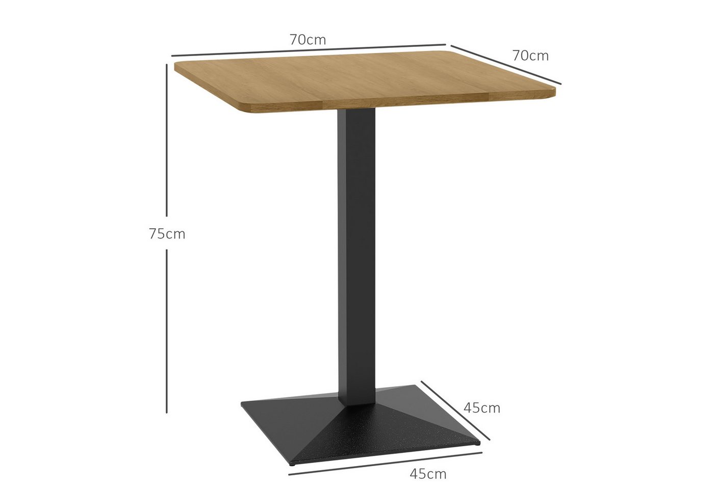 HOMCOM Esstisch Kleiner moderner Tisch mit Holzoptik Stahlbasis (Quadratischer Küchentisch, 1-St., Esszimmertisch), für Küche, Esszimmer und Wohnzimmer Dunkelbr – Bild 3 von 5