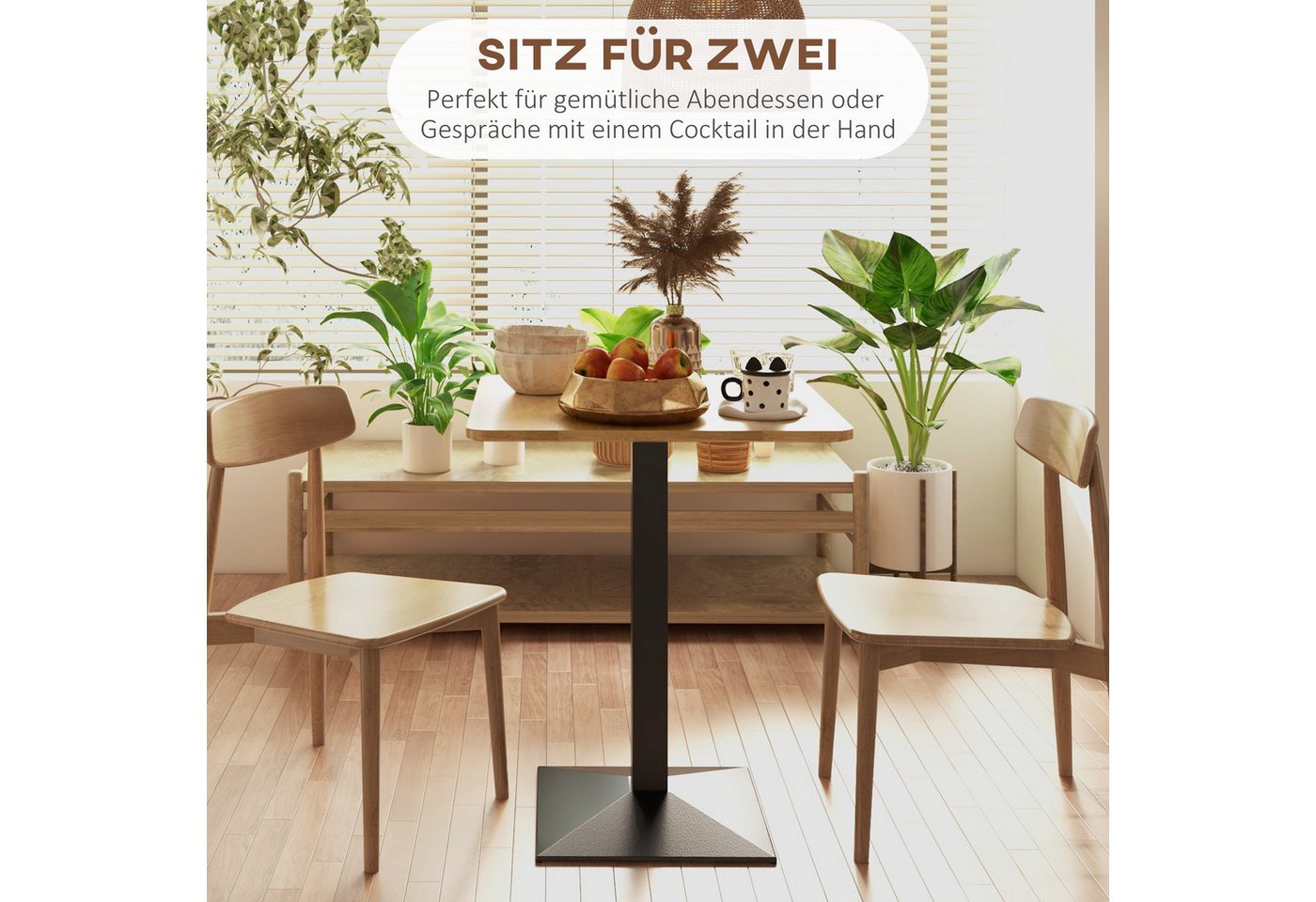 HOMCOM Esstisch Kleiner moderner Tisch mit Holzoptik Stahlbasis (Quadratischer Küchentisch, 1-St., Esszimmertisch), für Küche, Esszimmer und Wohnzimmer Dunkelbr – Bild 4 von 5