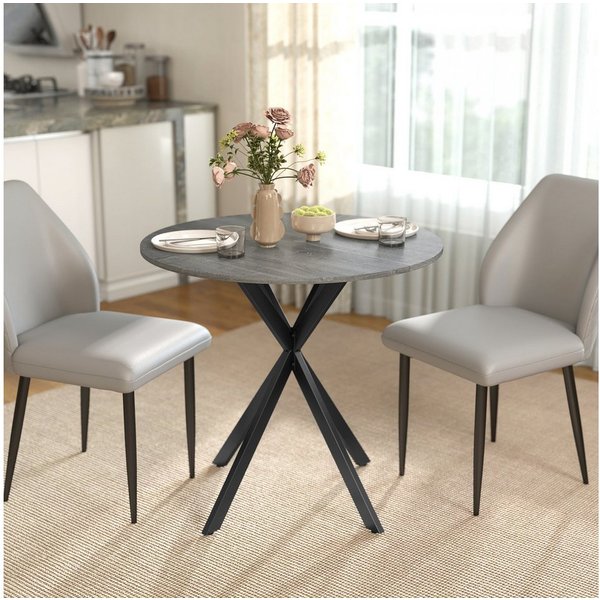 HOMCOM Esstisch Küchentisch im Industriestil mit Stahlbeinen für 2 Personen (für Esszimmer, Küche, Wohnzimmer, 1-St., rund, 80 x 80 x 75 cm), Grau