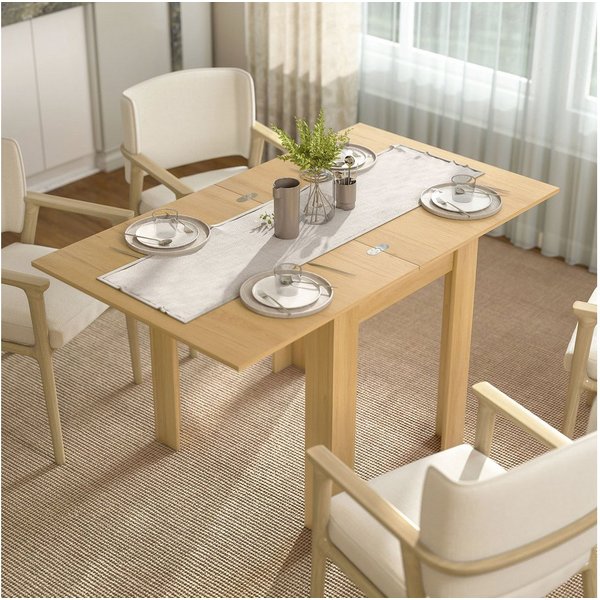HOMCOM Esstisch Rechteckiger Esszimmertisch Küchentisch für 4–6 Personen (Set, 1-St., 1 Tisch), Klapp- und Ausziehfunktion, Breite 140 cm