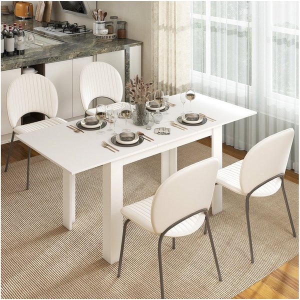 HOMCOM Esstisch Rechteckiger Küchentisch (Esszimmertisch, 1-St., 1 Tisch), für Küche, Esszimmer, Weiß