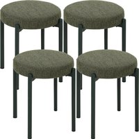 HOMCOM Esszimmerhocker 4er Set Stapelbare Sitzhocker mit Stahlbeinen, Leinenoptik, Küchenhocker Stapelhocker für Esszimmer, Wohnzimmer, Küche, Dunkelgrün Aosom