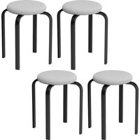 HOMCOM Esszimmerhocker 4er Set Stapelhocker Hocker mit Leinenoptik, Stahlbeinen Runder Küchenhocker Polsterhocker für Esszimmer Wohnzimmer Grau Aosom