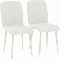 HOMCOM Esszimmerstühle 2er-Set, Küchenstühle mit Leinenoptik, Polsterstuhl mit gepolstertem Sitz, Rückenlehne und Metallbeinen, Creme Aosom