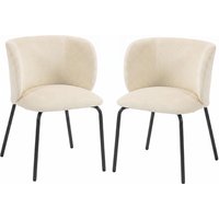 HOMCOM Esszimmerstühle 2er Set Küchenstühle Moderne Polsterstuhl mit Chenille-Optik, Metallbeinen Essstühle für Esszimmer, Küche, Wohnzimmer Beige Aosom