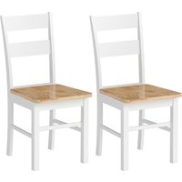 HOMCOM Esszimmerstühle 2er Set Küchenstuhl mit Rückenlehne, Armlose Stühle, Wohnzimmerstuhl aus Holz für Esstisch, Eiche Aosom